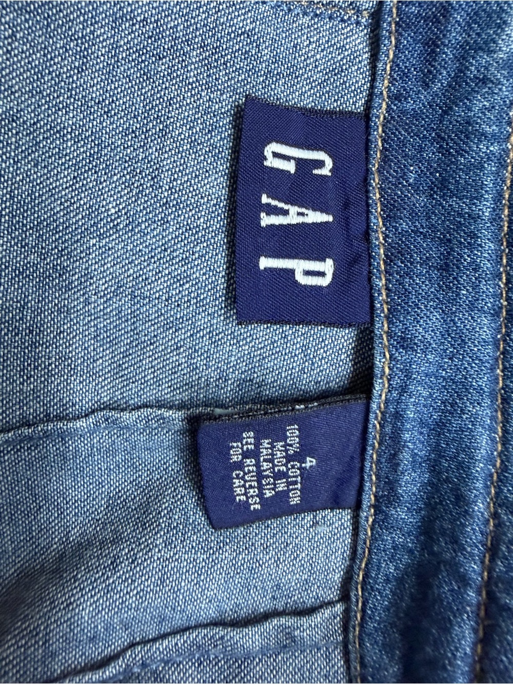 Classic Blue Denim Button-Front Vintage GAP Light Weight Cotton Denim Skirt - Picture 4 of 7